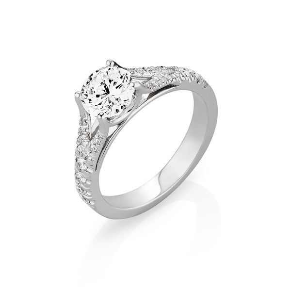 טבעת יהלום עגול | סוליטר - קלאסי | זהב לבן