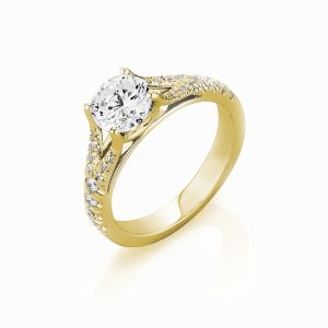טבעת יהלום עגול | סוליטר - קלאסי | זהב צהוב