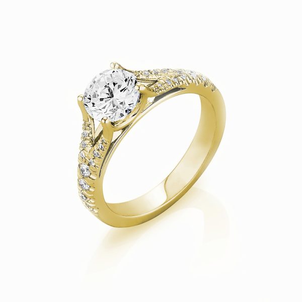 טבעת יהלום עגול | סוליטר - קלאסי | זהב צהוב