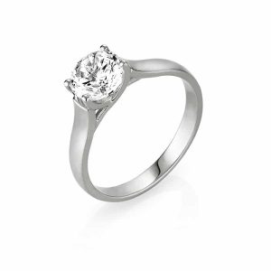 טבעת יהלום עגול 1 קראט | סוליטר - קלאסי | זהב לבן - תמונה ראשית