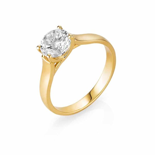 טבעת יהלום עגול 1 קראט | סוליטר - קלאסי | זהב צהוב - תמונה ראשית