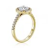 טבעת יהלום עגול 1 קראט | הילה - קלאסי | זהב צהוב - מבט צד