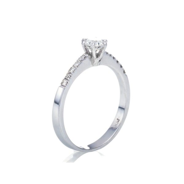 טבעת אירוסין זהב לבן | יהלום עגול | עיצוב קלאסי 1008WP