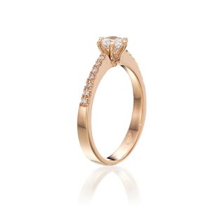 טבעת אירוסין זהב ורוד | יהלום עגול | עיצוב קלאסי | 1008RP